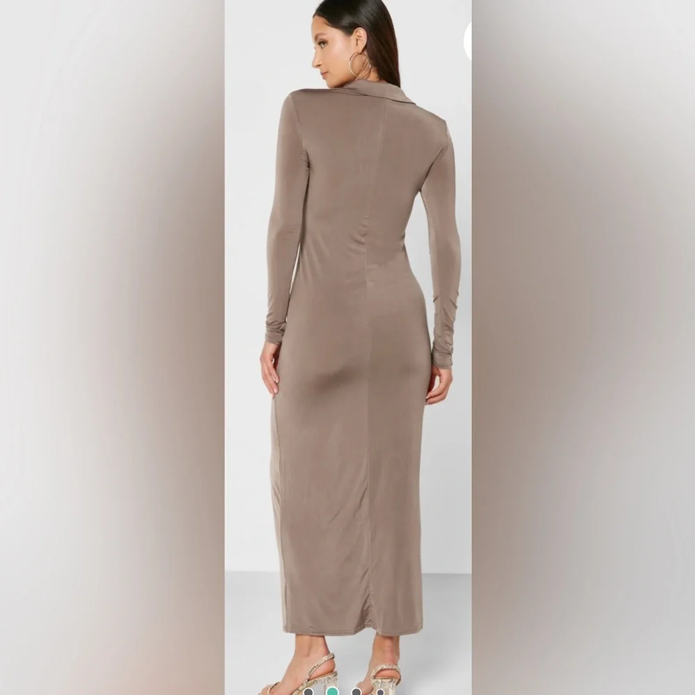 River Island Brown Button Detail Knitted Dress Size 6 NWT - Picture 3 of 15
